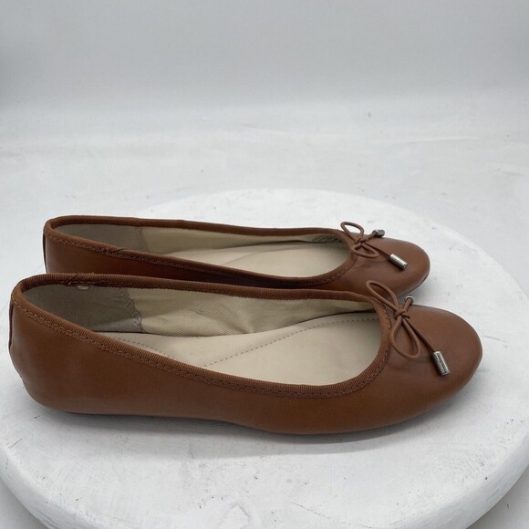 ALFANI Step 'N Flex Women's Brown Ballet Smooth Round-Toe Slip-On Bow Flats SZ 6 - Picture 2 of 12